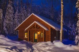 snowy mountain cabins