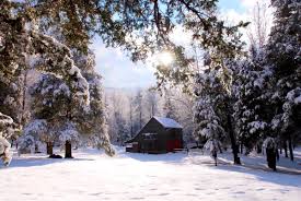 winter mountain cabin